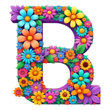 3D, gothic style psychedelic colored capital Letter Q with hippie style flower border sticker
