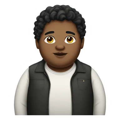 Obese, young man, black wavy hair. sticker