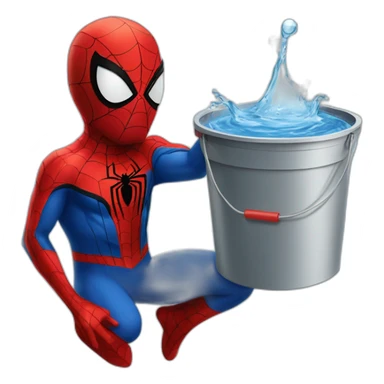 Spider man holdi a bucket of water sticker