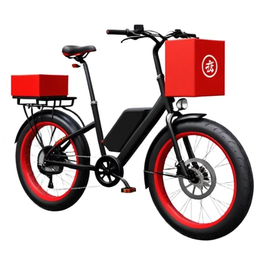 Chinese Monster class electric bicycle for couriers with large delivery box, thick tires, powerful motor sticker