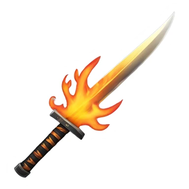 A katana with fire as the blade sticker