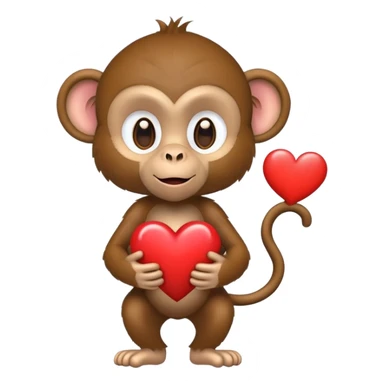monkey holding heart sticker