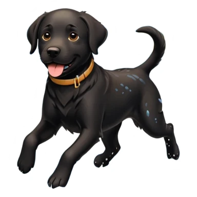 A black Labrador Retriever running through shallow water near a lake, splashing around happily. Natural lighting, motion shot, photorealistic style. sticker