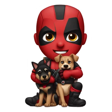 Deadpool holding German shepherd puppy sticker