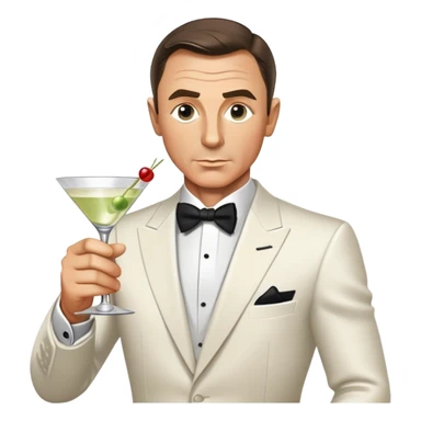 James Bond with martini glass, shaken not stirred sticker