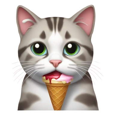 Cat with ice cream with tough  sticker