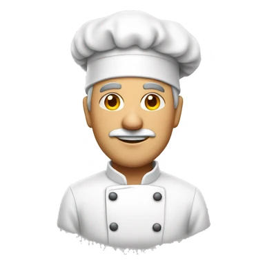 Middle aged man in a chef hat and co sticker