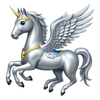 Silver horse with wings full body  sticker