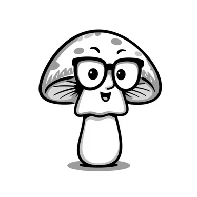 mushroom with glasses and a smile sticker