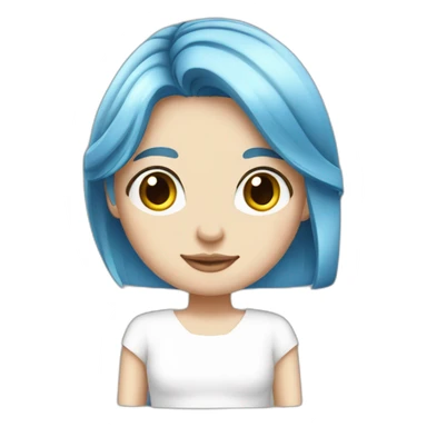 Long straight blue hair white girl in white dress sticker