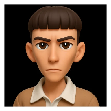 Make the image in 3d-emoji style, with a very thin and very confident face sticker