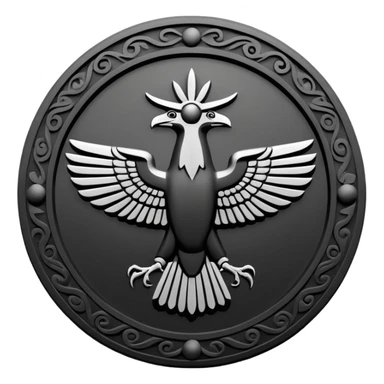 Minimal Faravahar-inspired ancient glyph,
Unicode-like pictogram similar to 𓄂𓆃,
abstract, single-symbol design,
monochrome, flat,
ancient carved sign,
no background, no text sticker