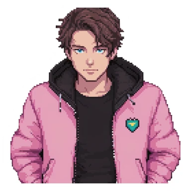 Garett Garrison from Minecraft movie wearing a pink jacket sticker