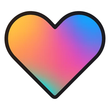 modern icon style gradient heart icon, clean lines, iridescent effect, no text sticker