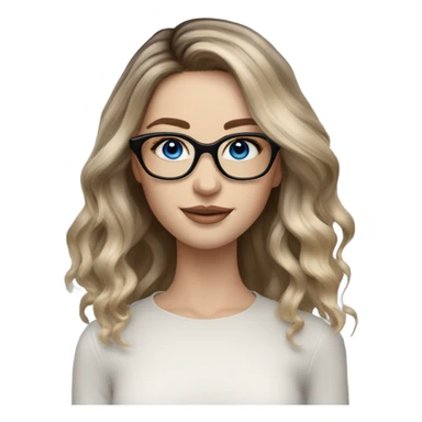 Shoulder length Balayage pale model lady with glasses and blue eyes  sticker