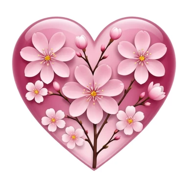 sakura flower inside a heart sticker