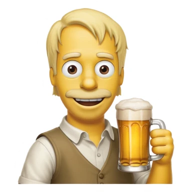 homer simpson smiling with a beer sticker