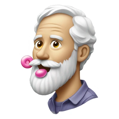 white bearded man blowing bubblegum  sticker
