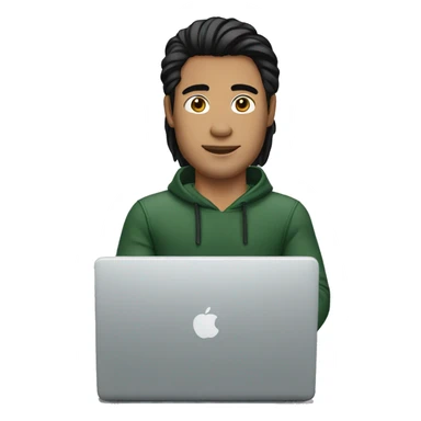 men bitmoji front of laptop with black hair  sticker