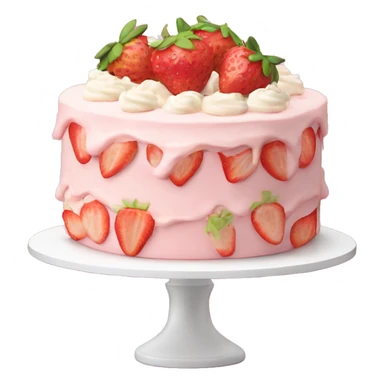 Light Pink strawberries and cream birthday cake  sticker
