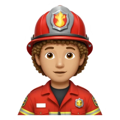 curly haired fireman no hat sticker