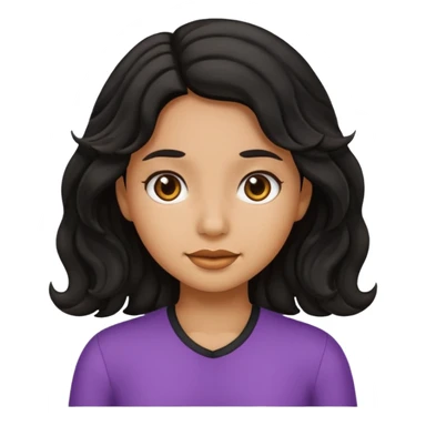 Girl emoji with black wavy hair and tan skin sticker