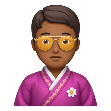 korean hanbok with ancient mayan man with sunglasses sticker