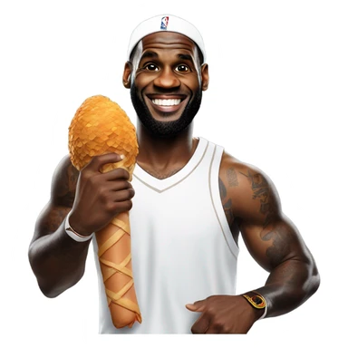 LeBron James holding chicken drumstick smiling  sticker