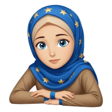 Turkish beautiful finish Konya girl blue eyes with starry night hijab and watching the sky on the ground  sticker