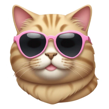 Cute fat cat wearing heart shaped sunglasses sticker