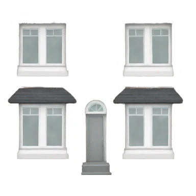 two floors brick house with dark grey windows and grey flat roof sticker
