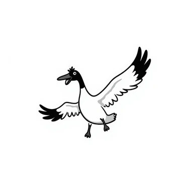 a goose flying with wings spread wide sticker