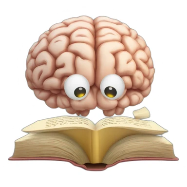 A brain reading a book sticker