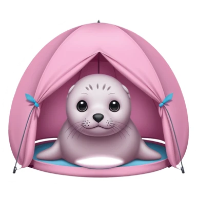 Gray Seal in a light pink tent  sticker