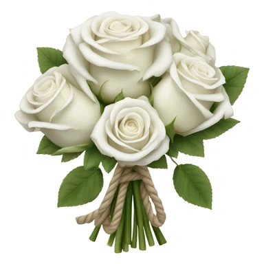 Bouquet white roses with rope sticker