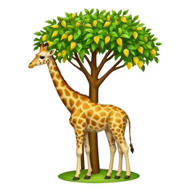 giraffe eating leaves from a tree sticker