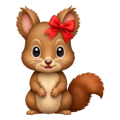 baby squirrel with a tiny red bow sticker