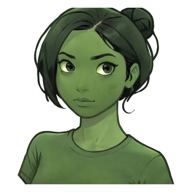 Girl skin brown and hair smooth black hair eyes black and t-shirt black  sticker