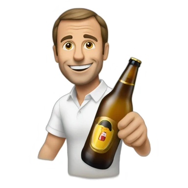 Macron qui boie un bière sticker