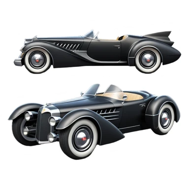  the animated series aerodynamic opulent dark futuristic concept Batmobile loosely based on 1966 V16 Cadillac roadster(flat long straight faceted mechanical body) winged stealthy street hot rod  sticker
