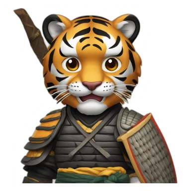 Tiger samurai holding axe sticker