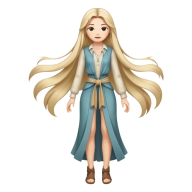 Empowered woman enjoying long tied hairs with full body sticker