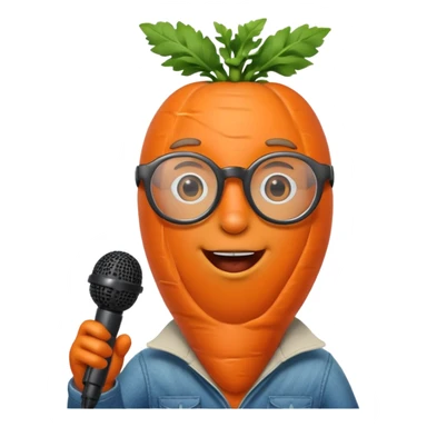 singing carrot wearing glasses with microphone sticker