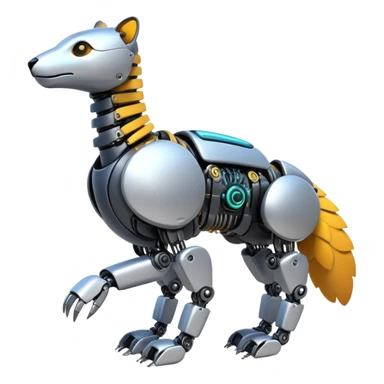 futuristic animal with natural upper body and robotic lower body, blending organic and mechanical features, vibrant emoji style sticker