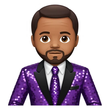 Berry Gordy with dark brown hair, dark brown sequin outfit  sticker