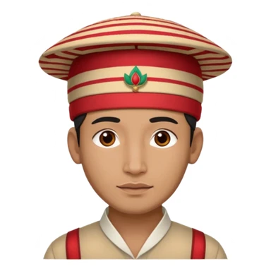 man wearing a Nepali Dhaka topi with stripes and design on it sticker