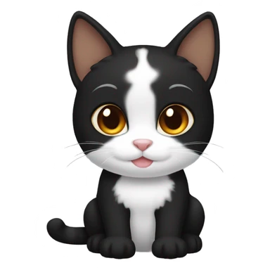 Dark black and Brown tabi cat cat with white sticker