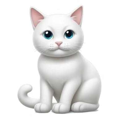A white cat grooming itself sticker