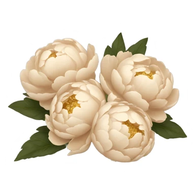 Beige peonies bouquet with golden bow sticker