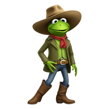 Kermit the frog fighting a cowboy sticker